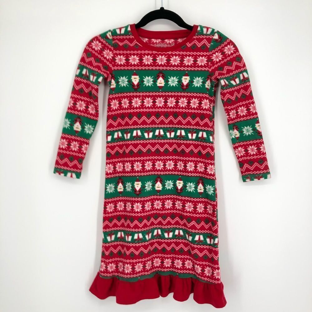 Flannel Christmas Nightgown Ruffle Hem‎